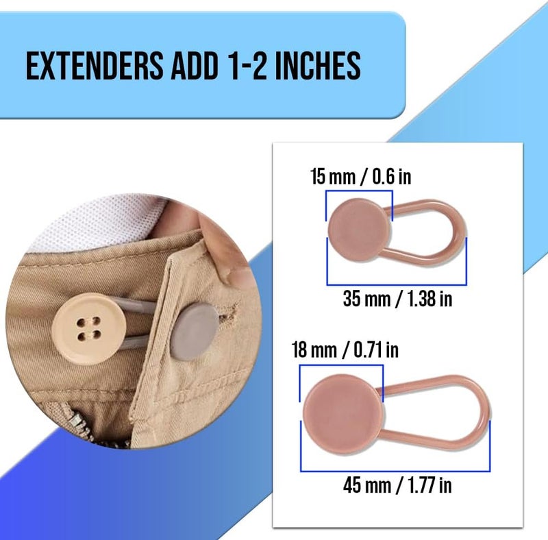 Mobi Lock 10 Pcs Pants/Trousers Button Extender Set - Flexible Waist Extenders - Instant Waistband Expansion for Men and Women - No Sewing Required - Image 2